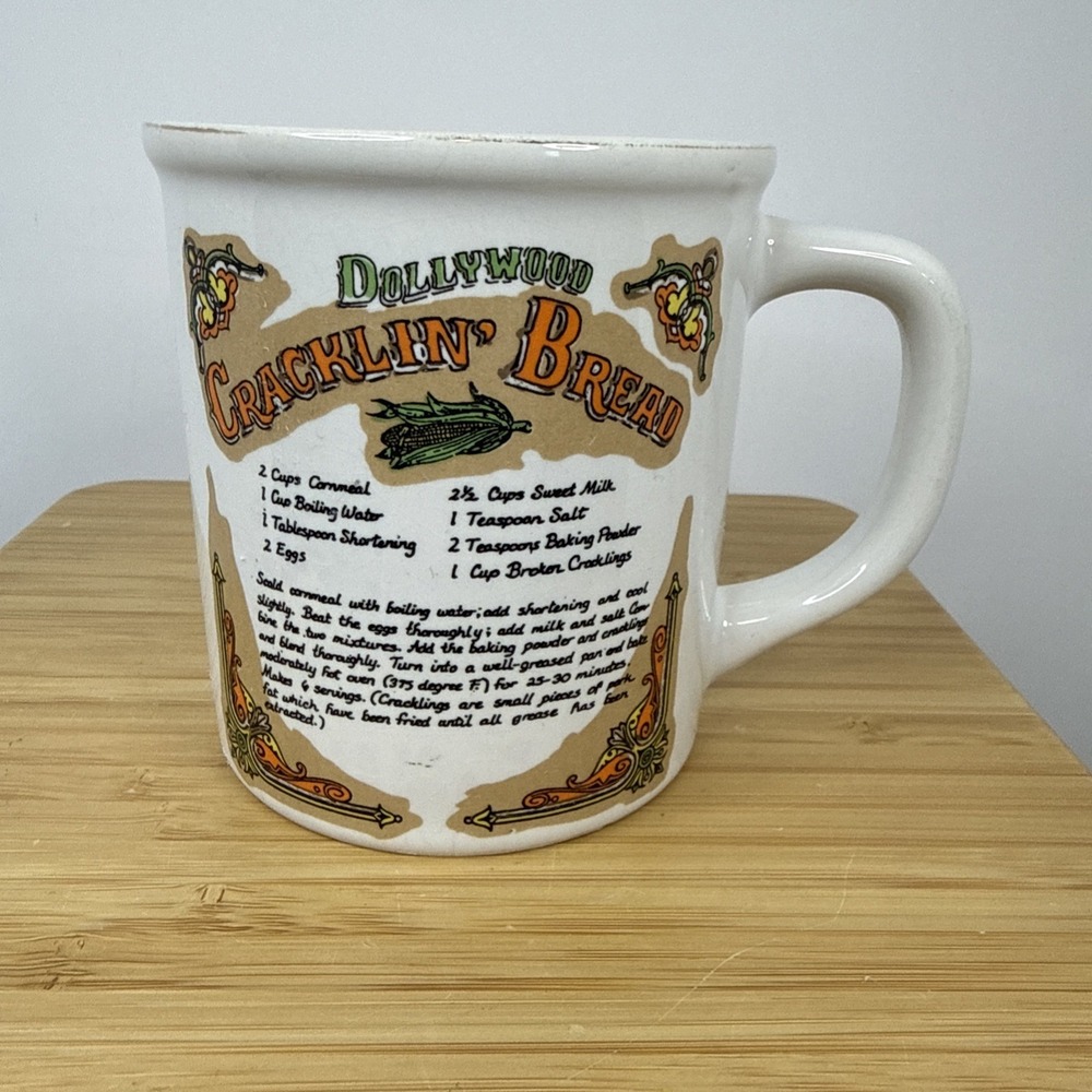 VTG Dollywood Cracklin' Bread Recipe Coffee Mug Made In Japan